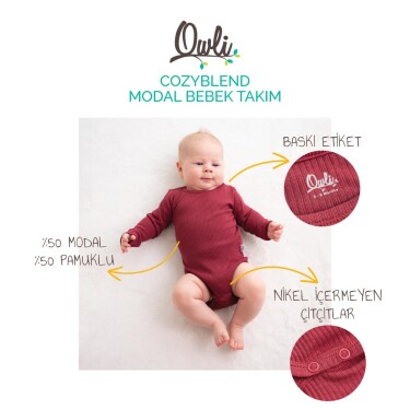 Owli CozyBlend Modal Bebek Takım Bordo - Owli (1)