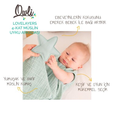 Owli LoveLayers Müslin Uyku Arkadaşı Mint Yeşili - Owli (1)