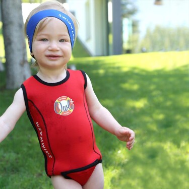 Owli Swimwarm Üşütmeyen Bebek Mayosu Kırmızı - Siyah 