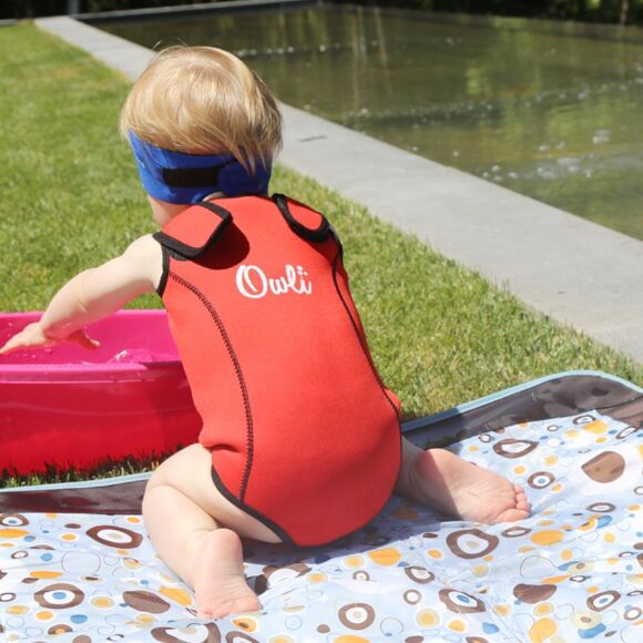 Owli Swimwarm Üşütmeyen Bebek Mayosu Kırmızı - Siyah - 3