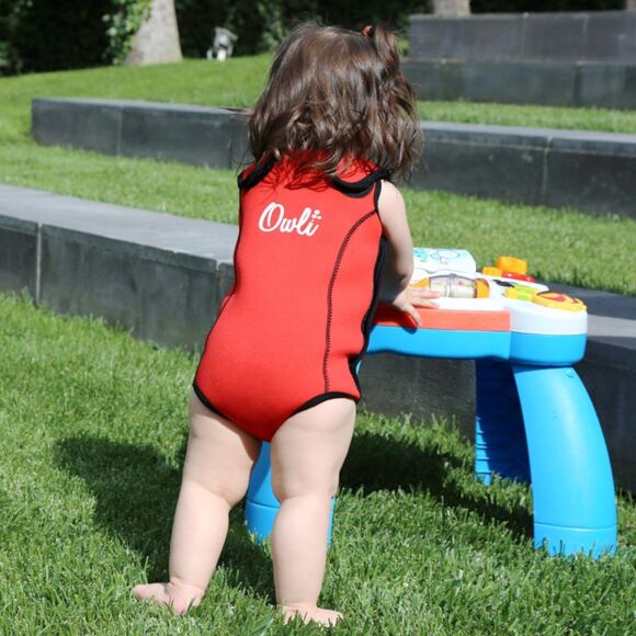 Owli Swimwarm Üşütmeyen Bebek Mayosu Kırmızı - Siyah - 4