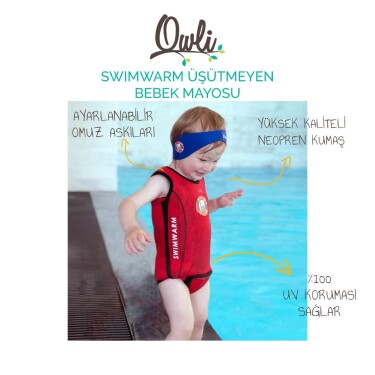 Owli Swimwarm Üşütmeyen Bebek Mayosu Kırmızı - Siyah - Owli (1)