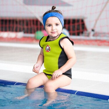 Owli Swimwarm Üşütmeyen Bebek Mayosu Neon Sarı - Siyah - Owli