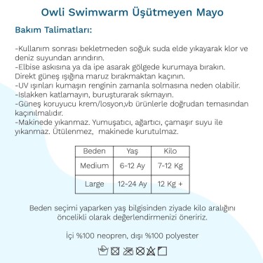 Owli Swimwarm Üşütmeyen Bebek Mayosu Neon Sarı - Siyah - 6